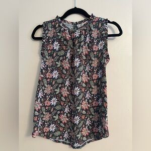 LOFT Floral Sleeveless Blouse - Black and Pink